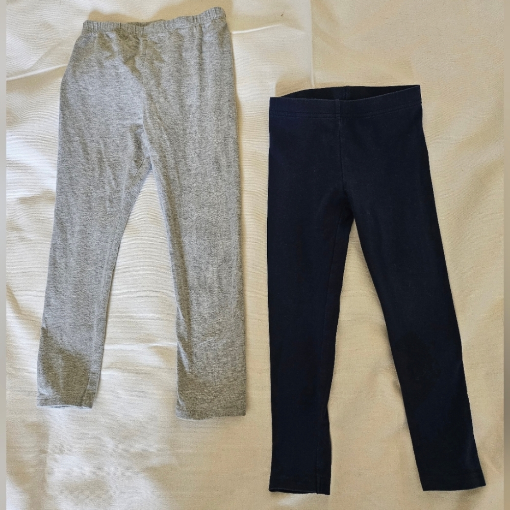 Toddler Girls Bundle ~ 2 Pair Leggings, Solid Black/Solid Gray, Size 4T